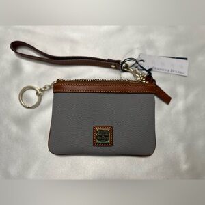 Dooney & Bourke Gray and Tan Leather Wristlet